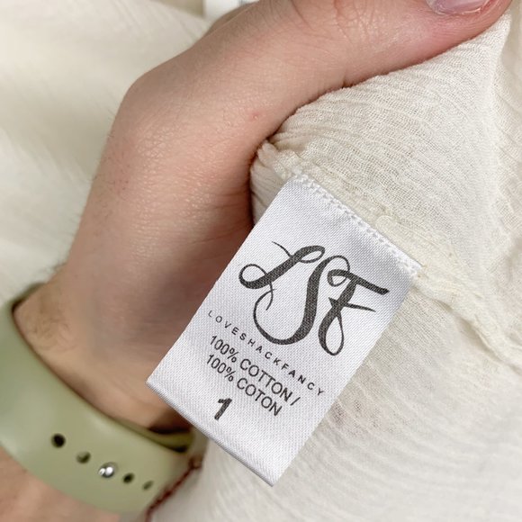 NWT LoveShackFancy Cream Joni Embroidered Crop Top - Picture 7 of 8